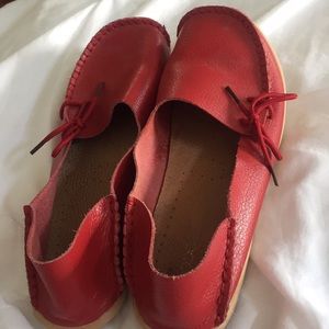 Red stitched moccasin